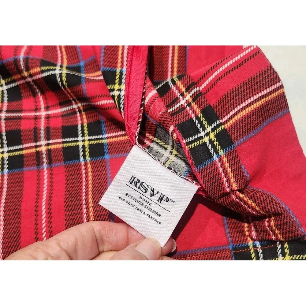 2 Red Royal Stewart Tartan Christma Plaid Standard Pillow Shams Zip 100% Cotton